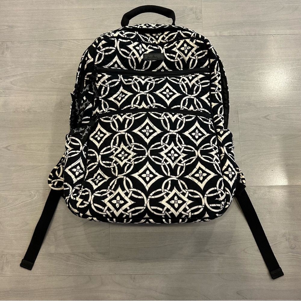 Vera Bradley  Tech Backpack Concerto Pattern Black White Quilted Travel School